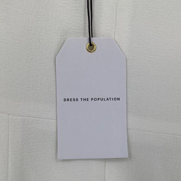 NEW! Dress the Population Size Small Estella White Gown Crepe Sweetheart G7-7 - Picture 5 of 8